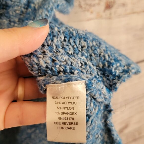 Chelsea & Theodore M Boxy Blue oversized Cowlneck Sweater - Picture 3 of 6